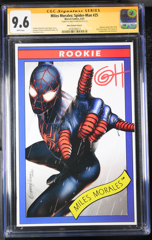 Miles Morales: Spider-Man #25 Greg Horn Rookie Card Variant Edition CGC Signature Series 9.6
