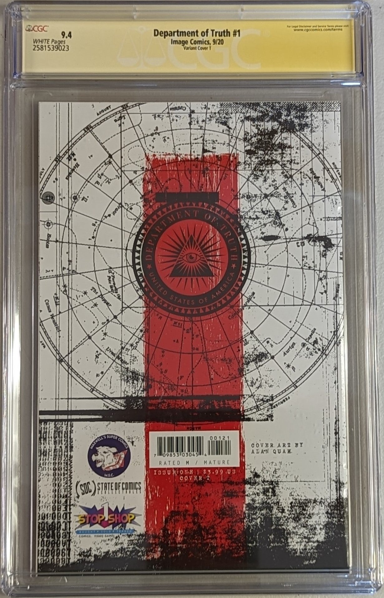 Department of Truth #1 Alan Quah "Top Secret" Exclusive Variant - CGC Signature Series 9.4