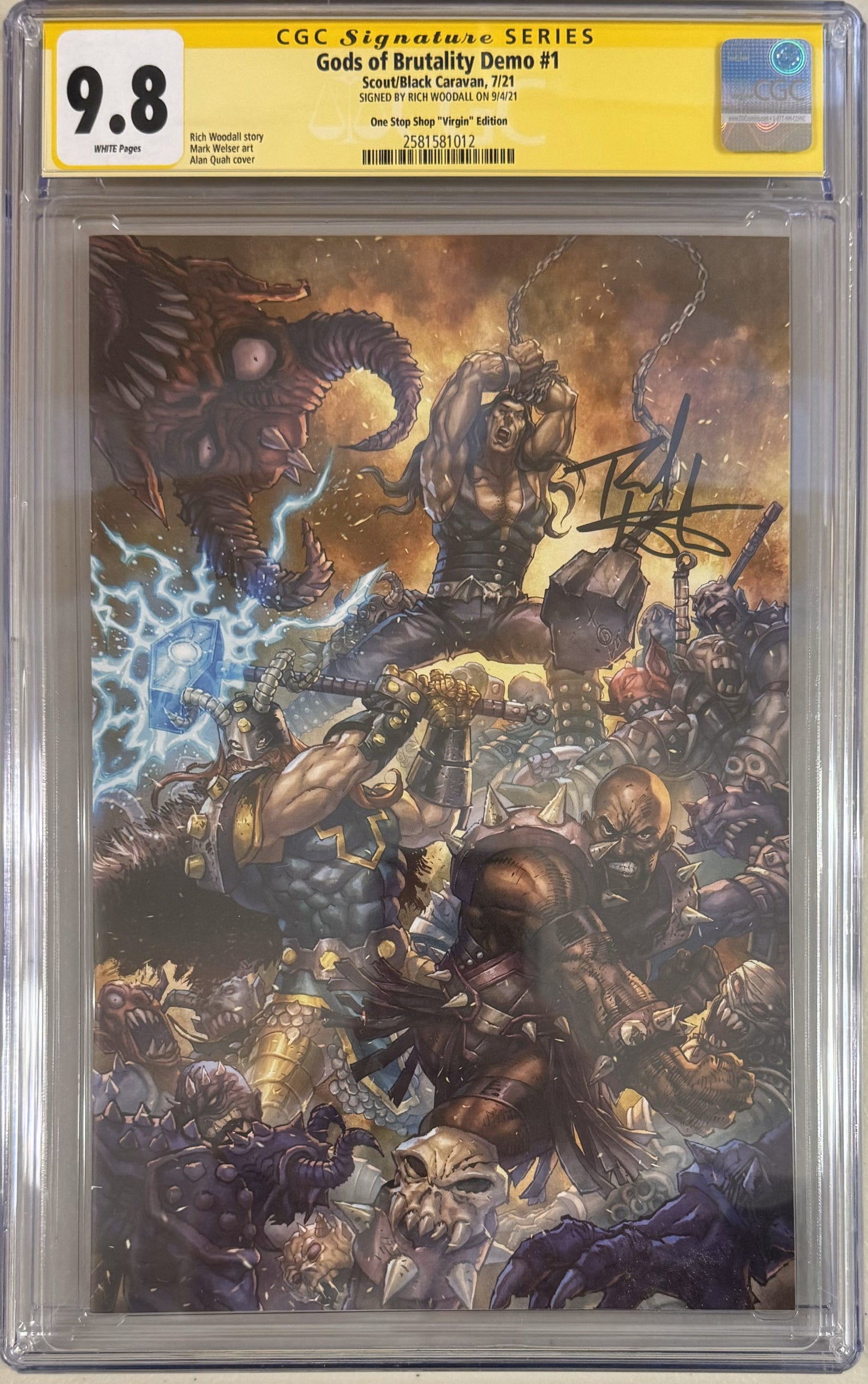 Gods of Brutality #1 Alan Quah Exclusive Virgin Variant CGC Signature Series 9.8