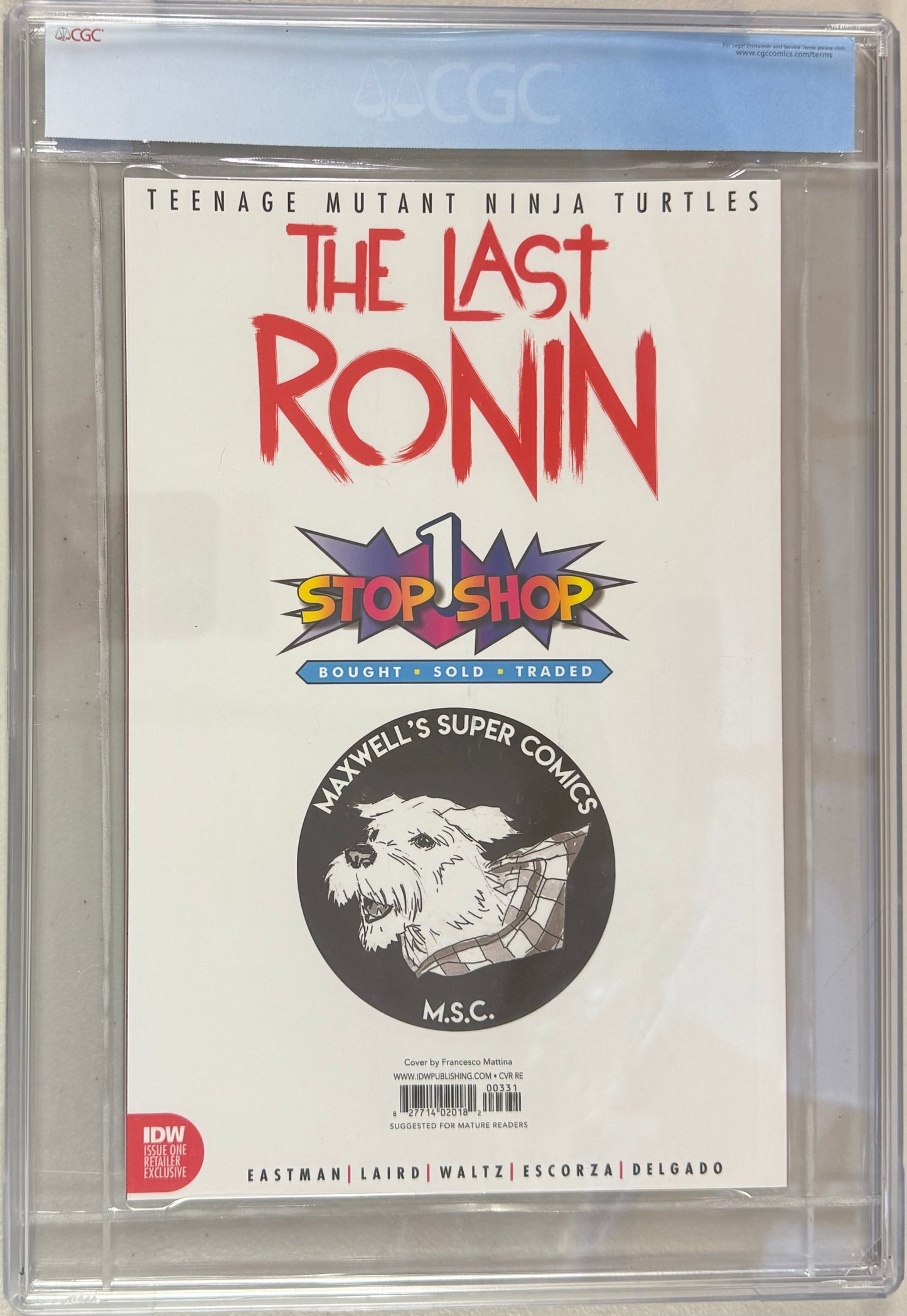 TMNT The Last Ronin #1 Francesco Mattina "Shellshock" Exclusive Variant - CGC Graded 9.8