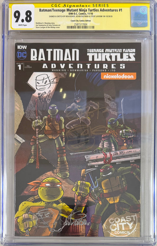 Batman/Teenage Mutant Ninja Turtles Adventures #1 Ben Bishop & Steve Lavigne Exclusive Variant CGC Signature Series 9.8