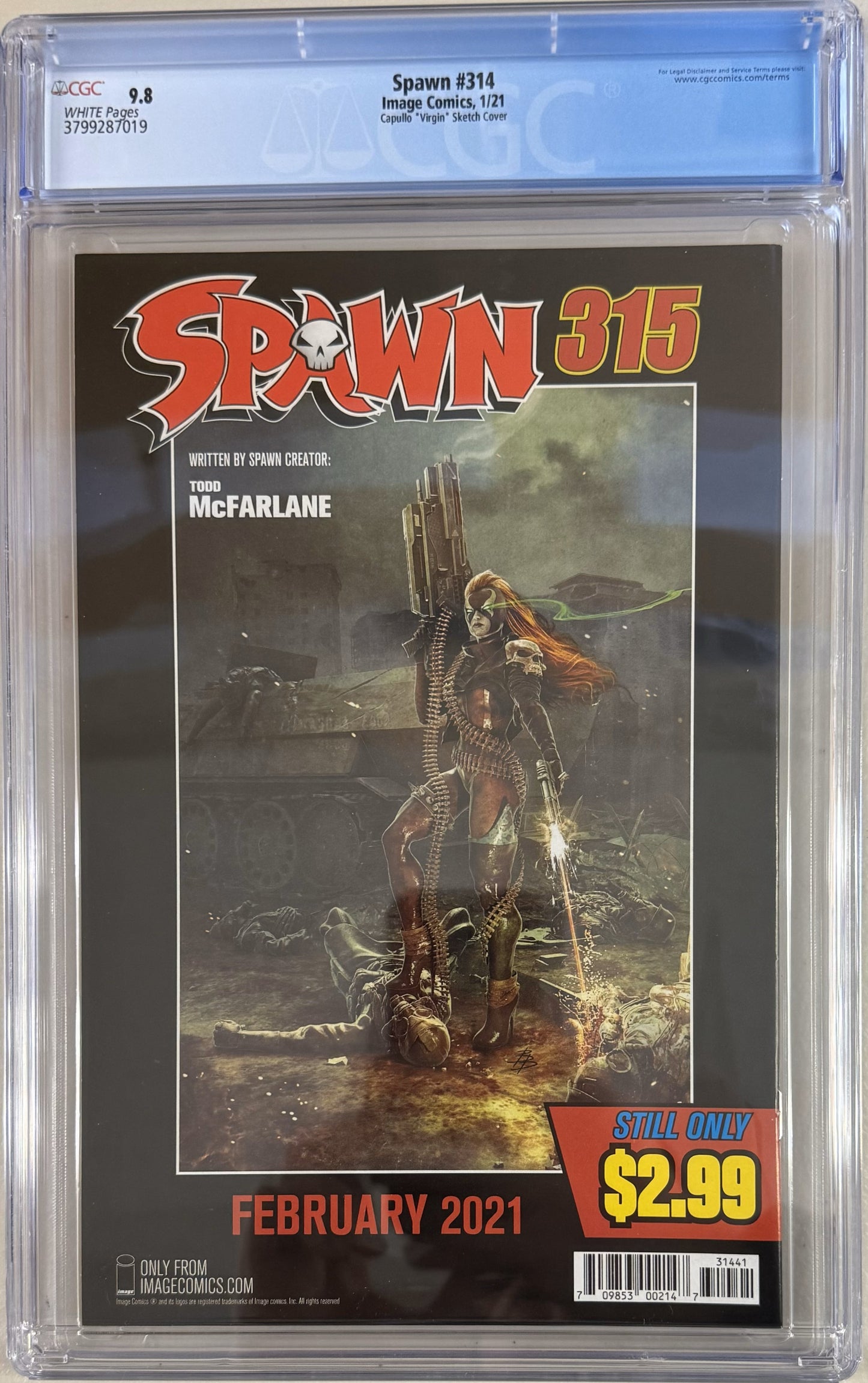 Spawn #314 Capullo ""Virgin"" Sketch Cover CGC 9.8