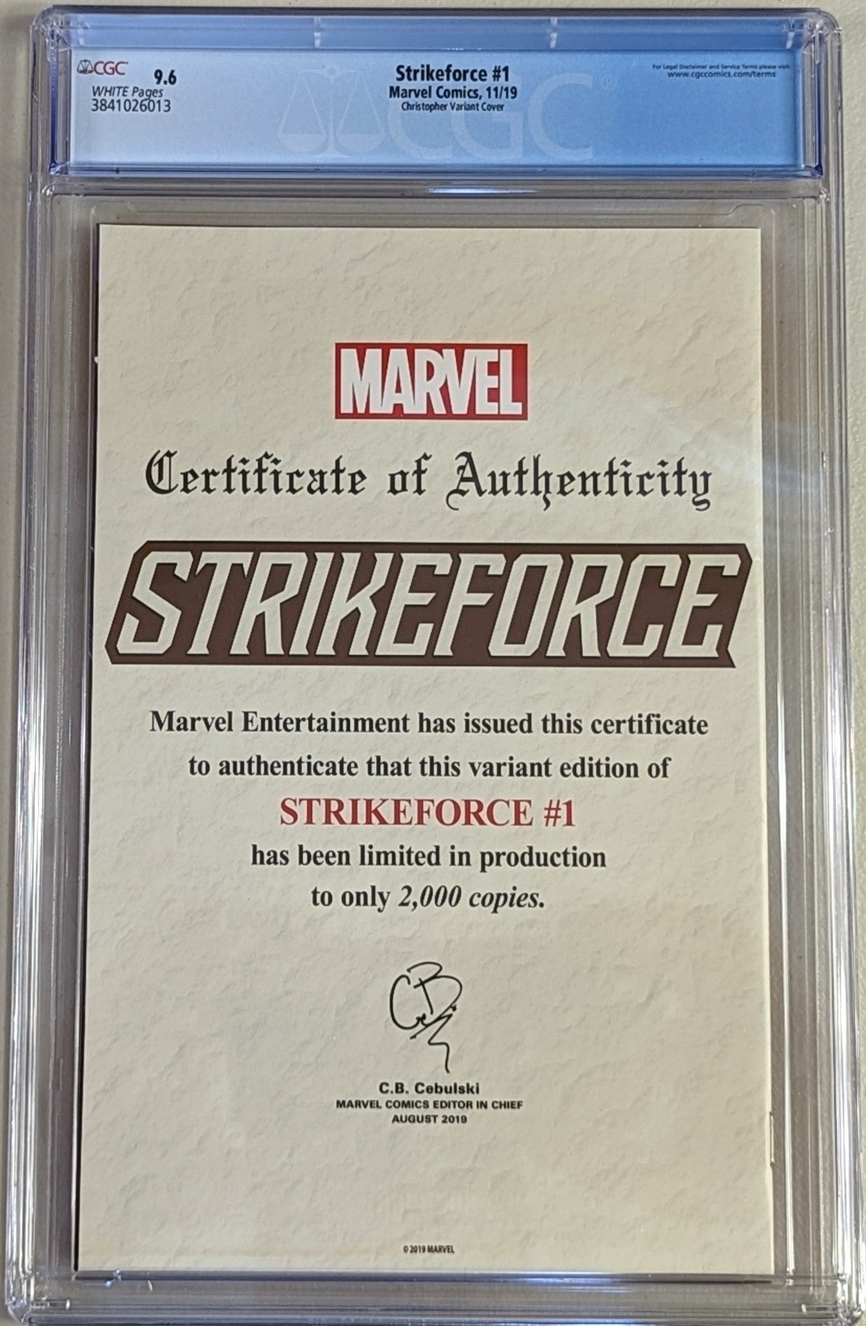 Strikeforce #1 Christopher Variant Cover - CGC Graded 9.6