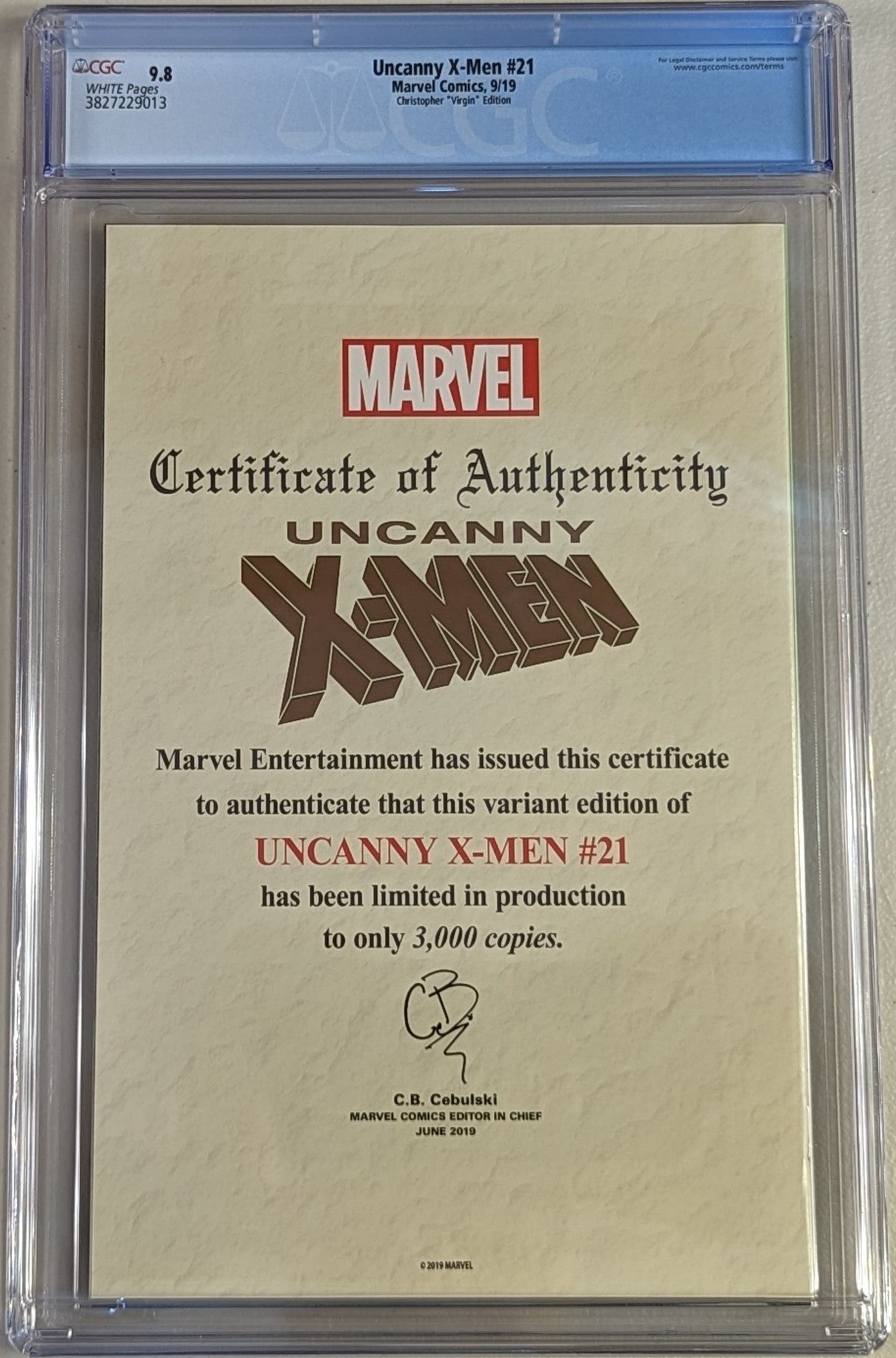 Uncanny X-Men #21 Christopher ""Virgin"" Edition - CGC Graded 9.8