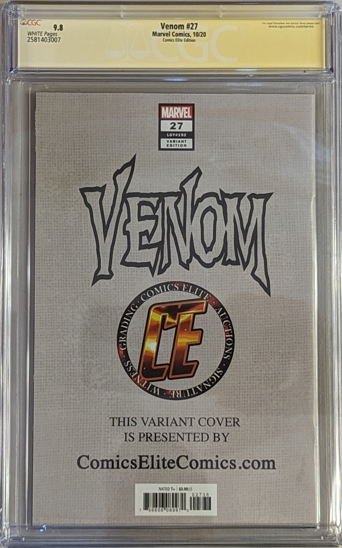 Venom #27 Ryan Brown Exclusive Variant - CGC Signature Series 9.8