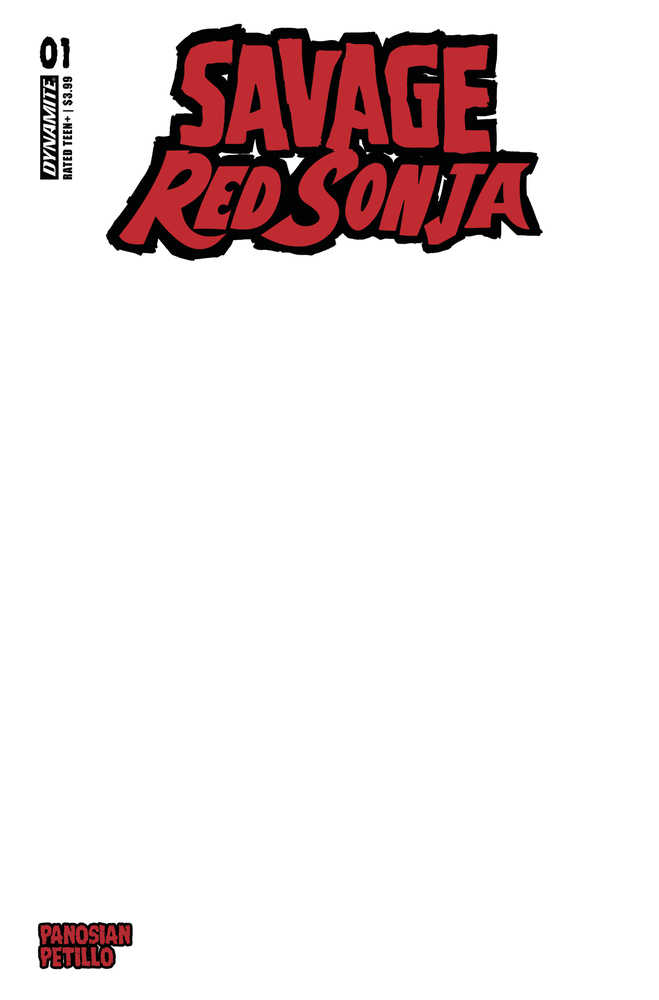 Savage Red Sonja #1 Cover E Blank Authentix