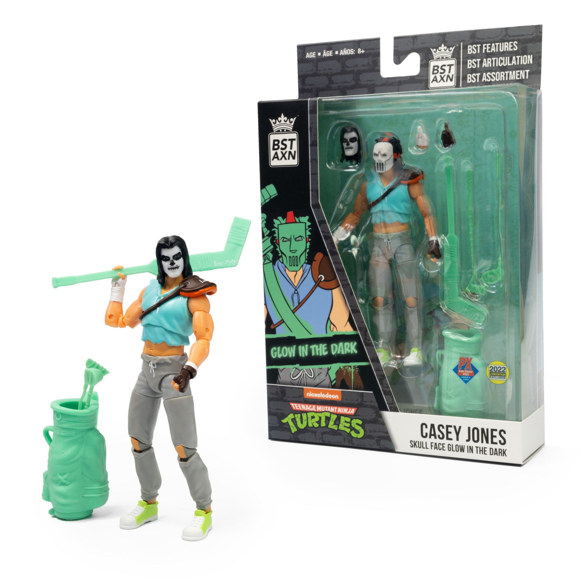 The One Stop Shop Comics & Games SDCC 2022 TMNT Casey Jones Skull Face Glow In The Dark Fig The One Stop Shop Comics & Games
