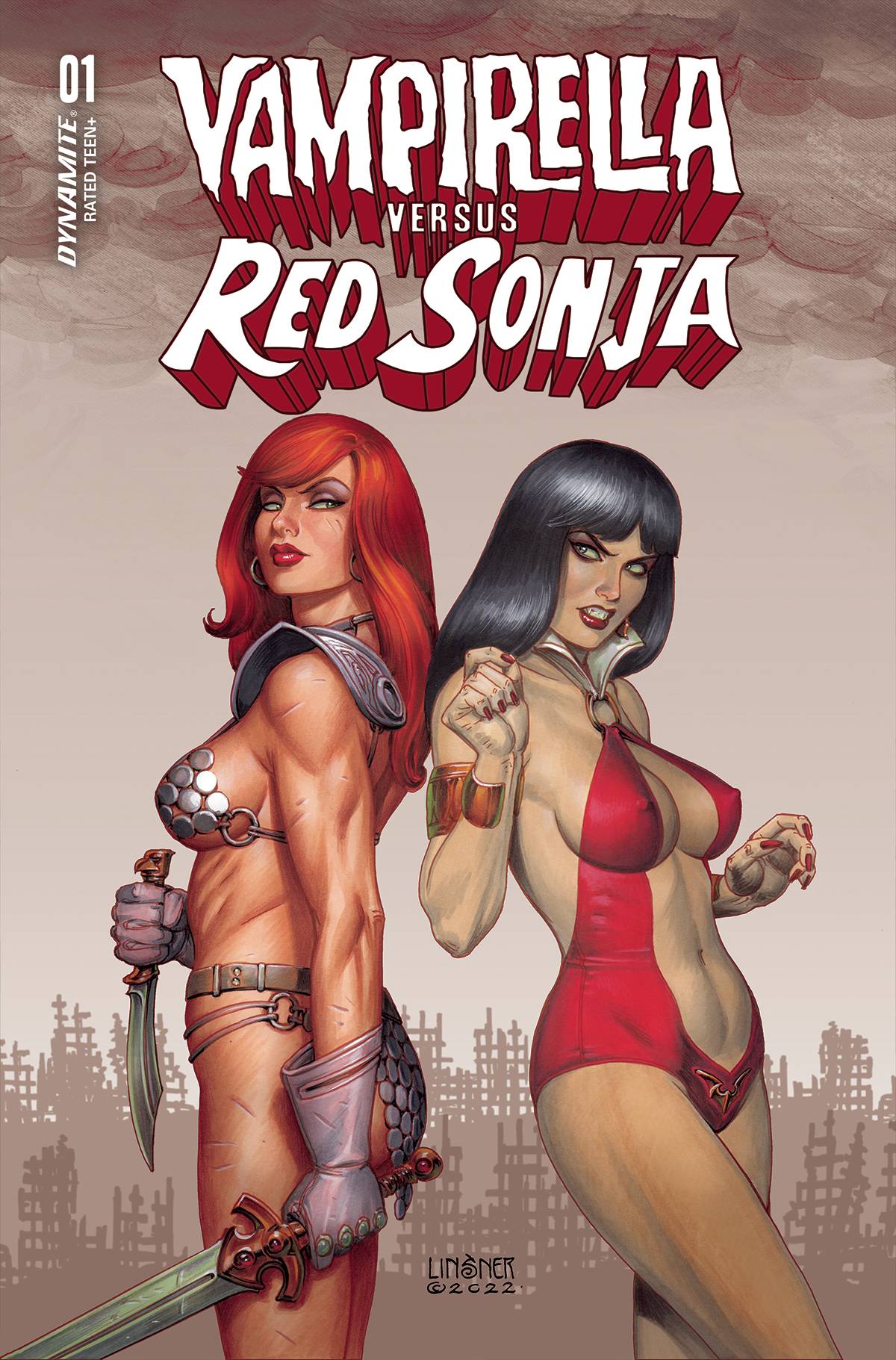 The One Stop Shop Comics & Games Vampirella Vs Red Sonja #1 Cvr B Linsner (11/02/2022) DYNAMITE
