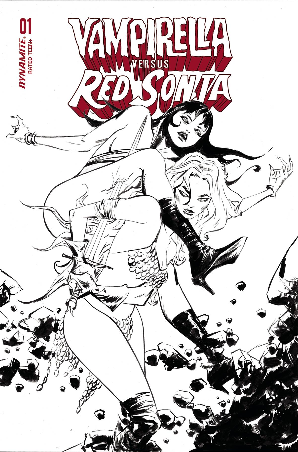 The One Stop Shop Comics & Games Vampirella Vs Red Sonja #1 Cvr I 20 Copy Incv Lee B&W (11/02/2022) DYNAMITE
