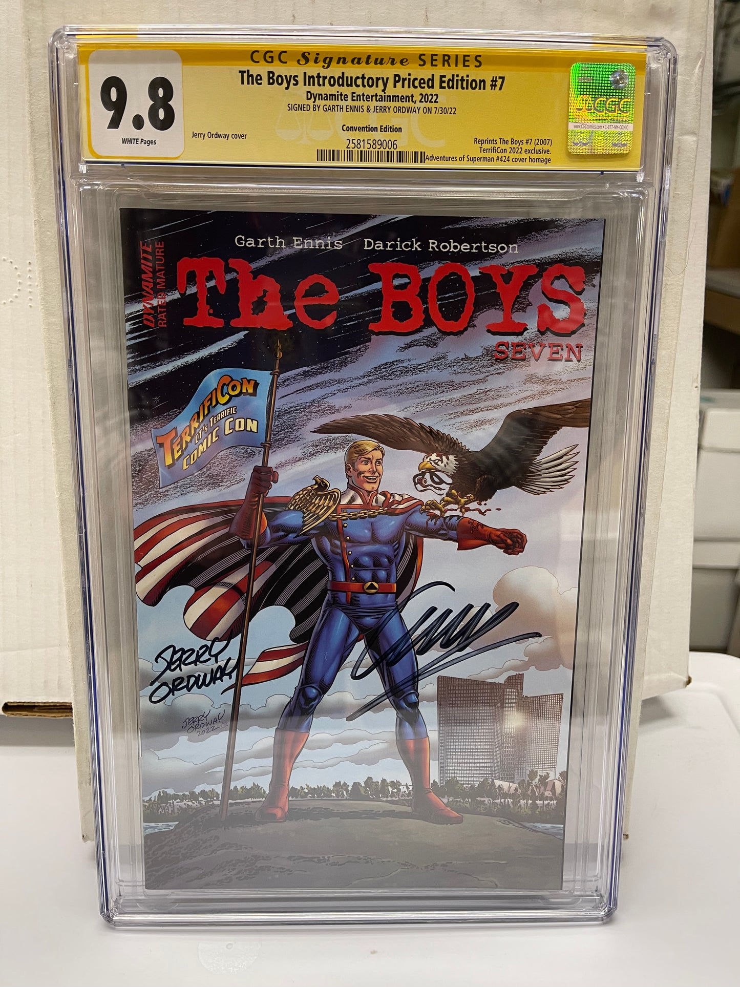 The Boys Indrotuctory Priced Edition #7 Terrificon Exclusive Variant CGC Signature Series - 9.8 (Signed by Jerry Conway/Garth En