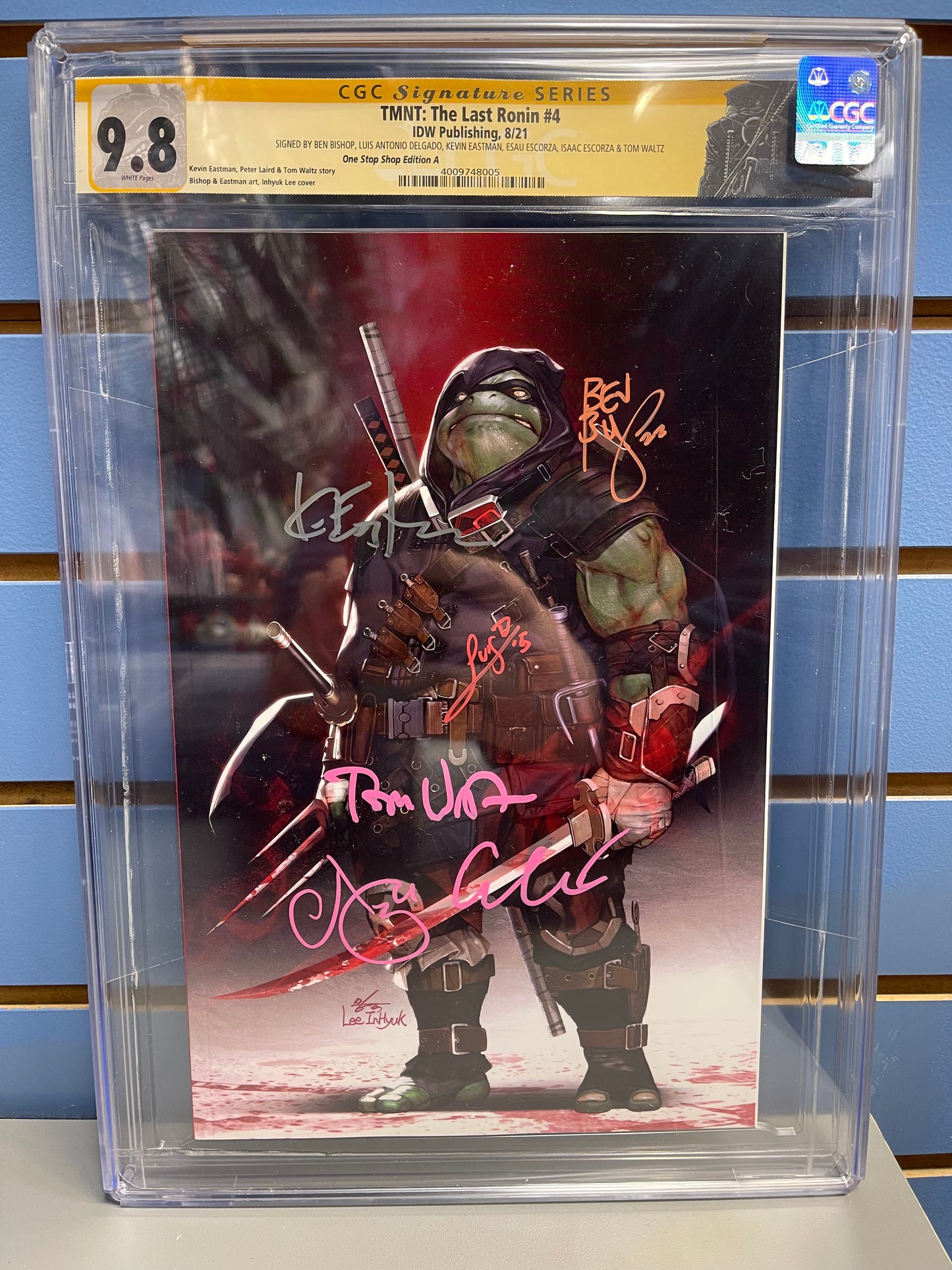 TMNT The Last Ronin #4 Inhyuk Lee Exclusive Variant CGC Signature Series - 9.8 (Signed by Eastman/Bishop/Waltz/Delgado/Escorza/E