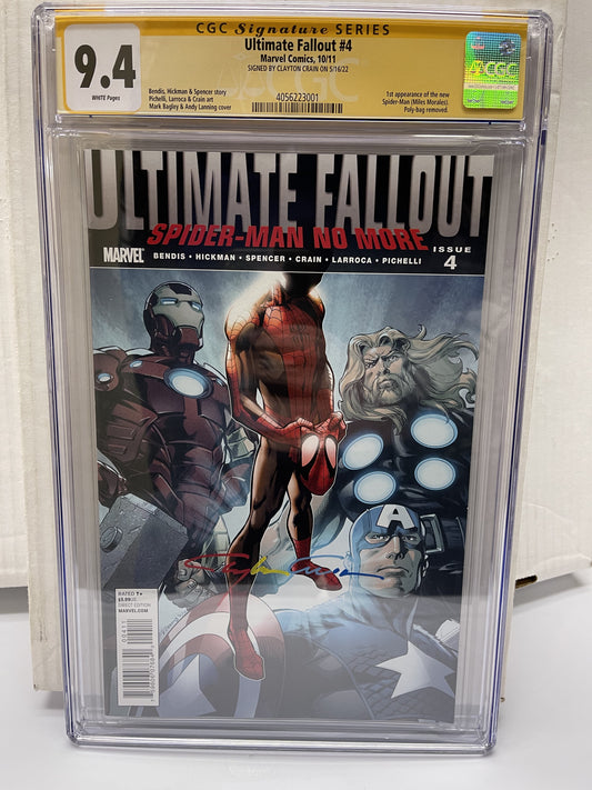 Ultimate Fallout #4 - 1st Printing - 1st App. Miles Morales CGC Signature Series